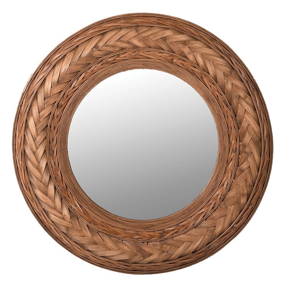 Dark Bamboo Round Wall Mirror
