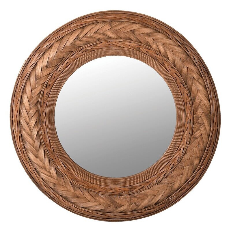Dark Bamboo Round Wall Mirror