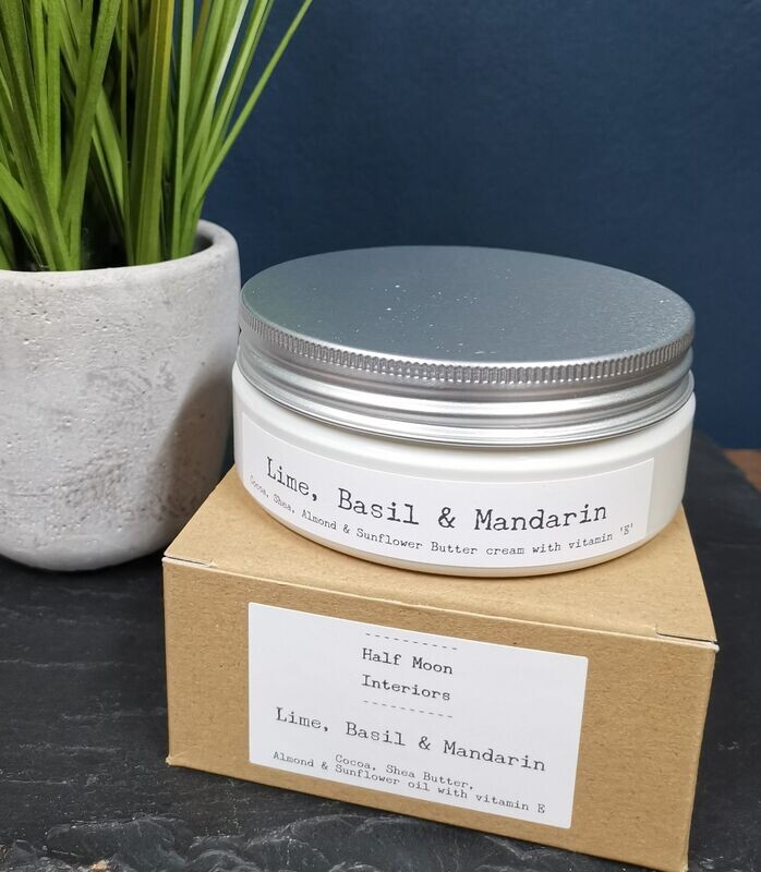 Cocoa & Shea Butter Hand + Body Cream: Lime, Basil + Mandarin