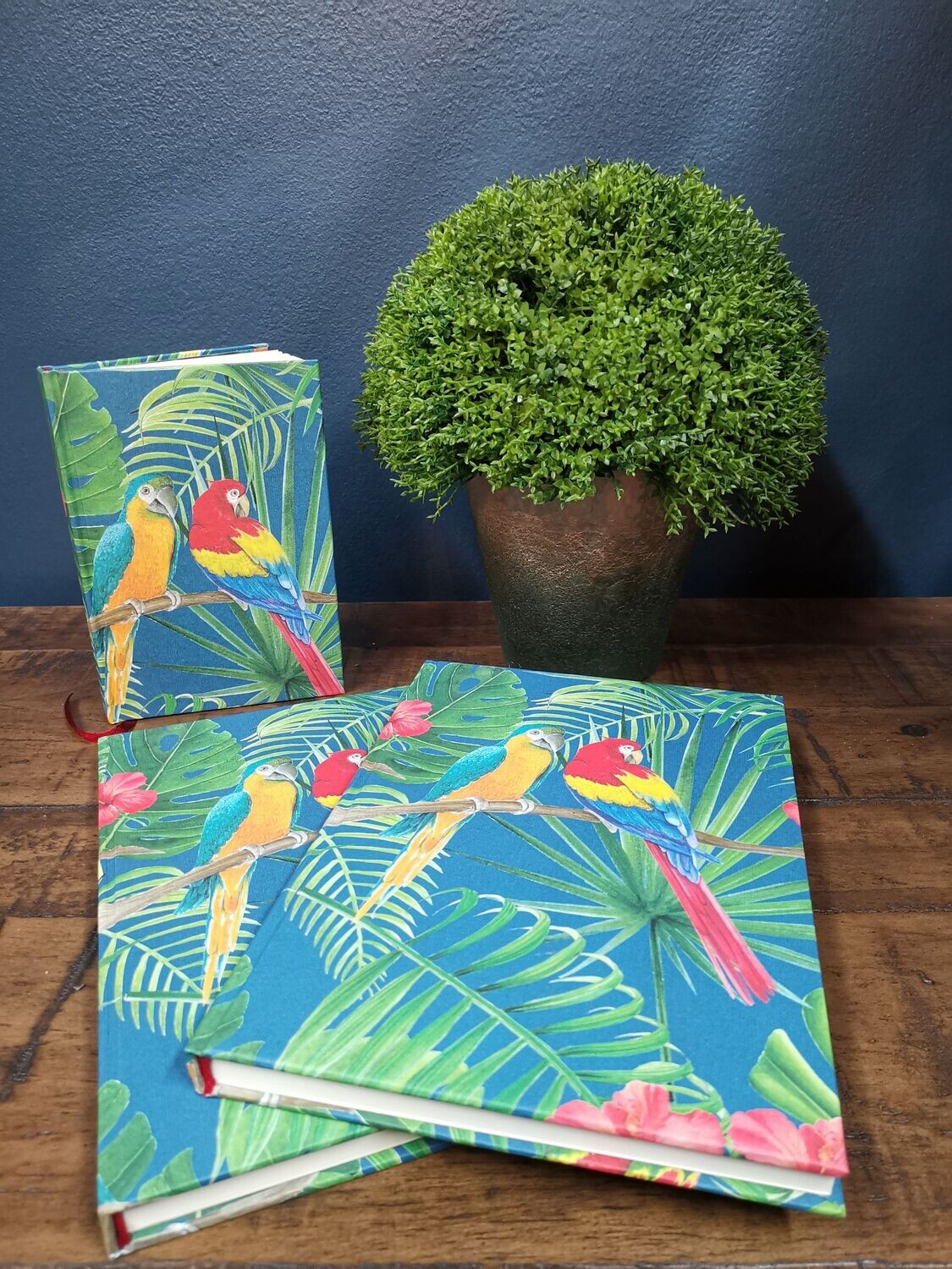 Hard Cover Blank Notebook A5: Parrots