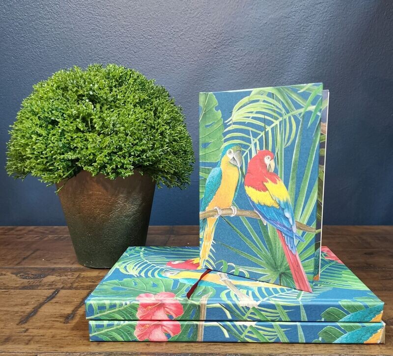 Hard Cover Blank Notebook A6: Parrots