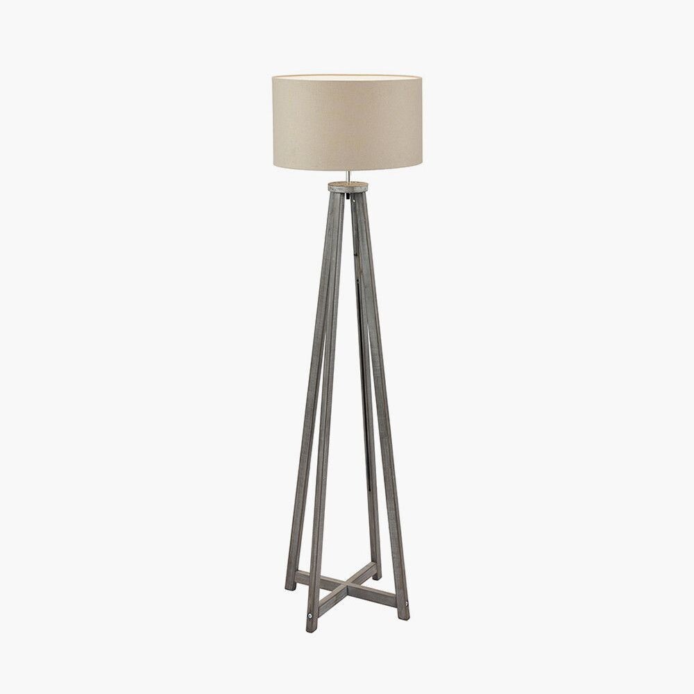 Grey Wash Floor Lamp, Shade + Bulb