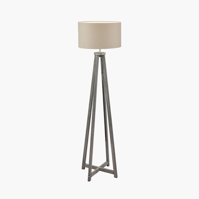 Grey Wash Floor Lamp, Shade + Bulb
