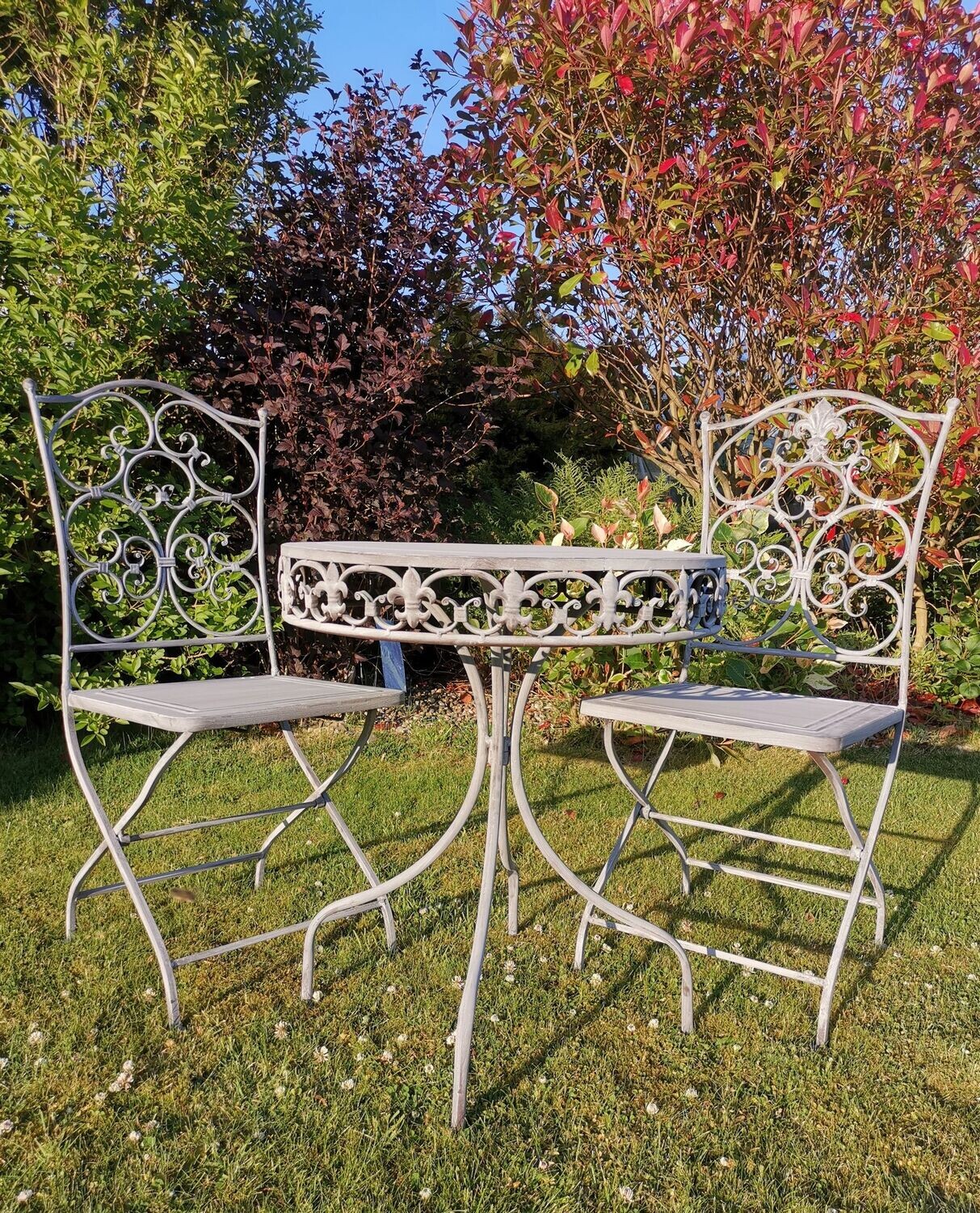 Grey Wash Table + Folding Chairs Set