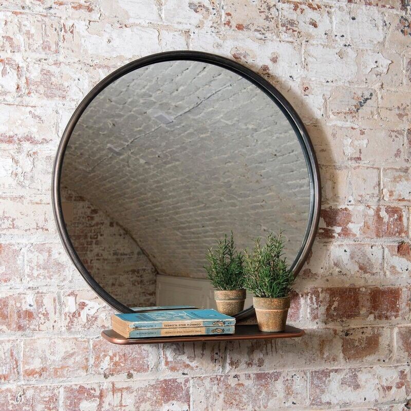 Round Mirror with Shelf