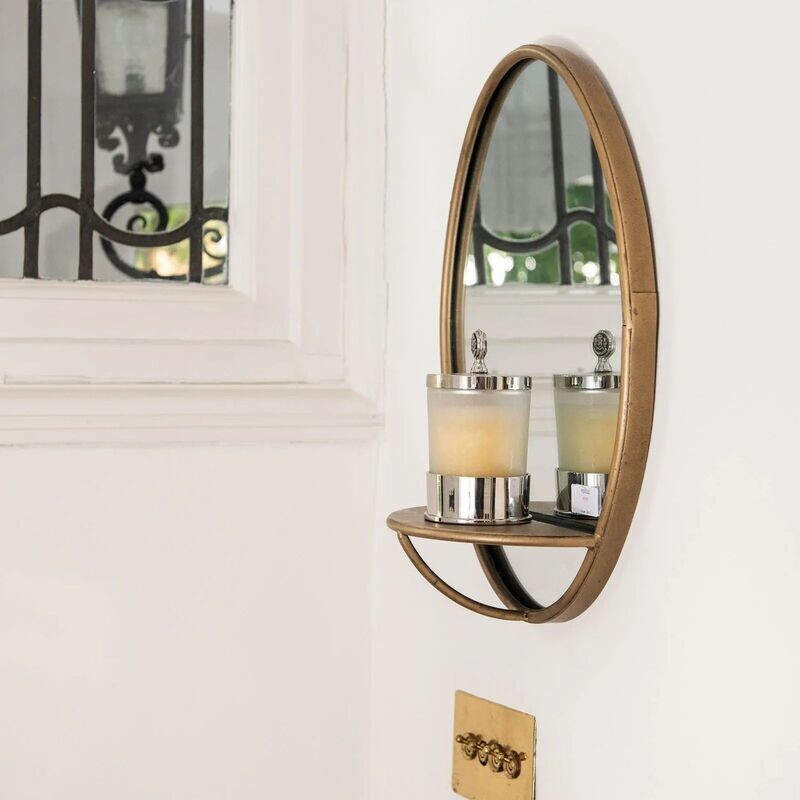 Oval Mirror with Shelf