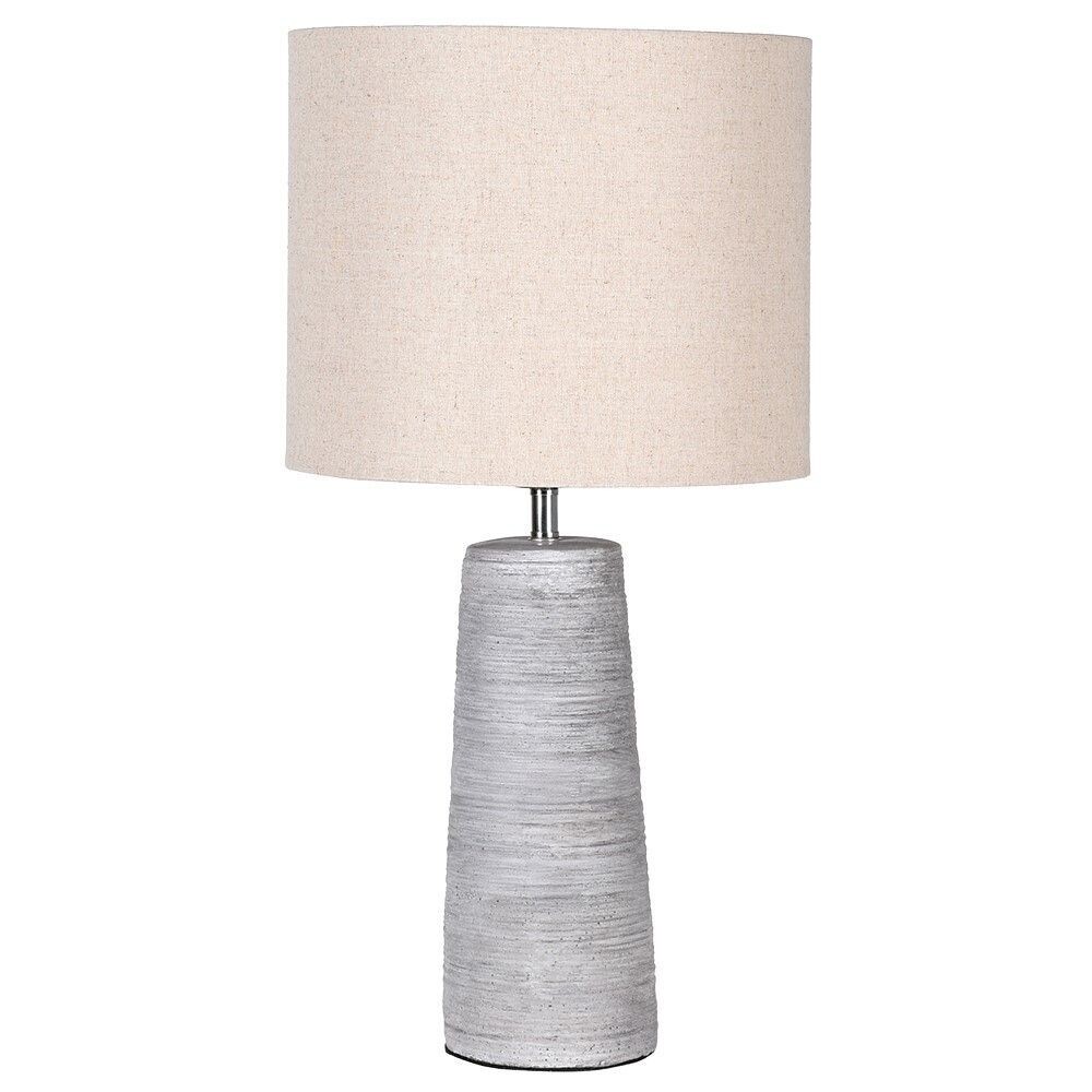 Grey Tapered Table Lamp with Linen Shade+ Bulb