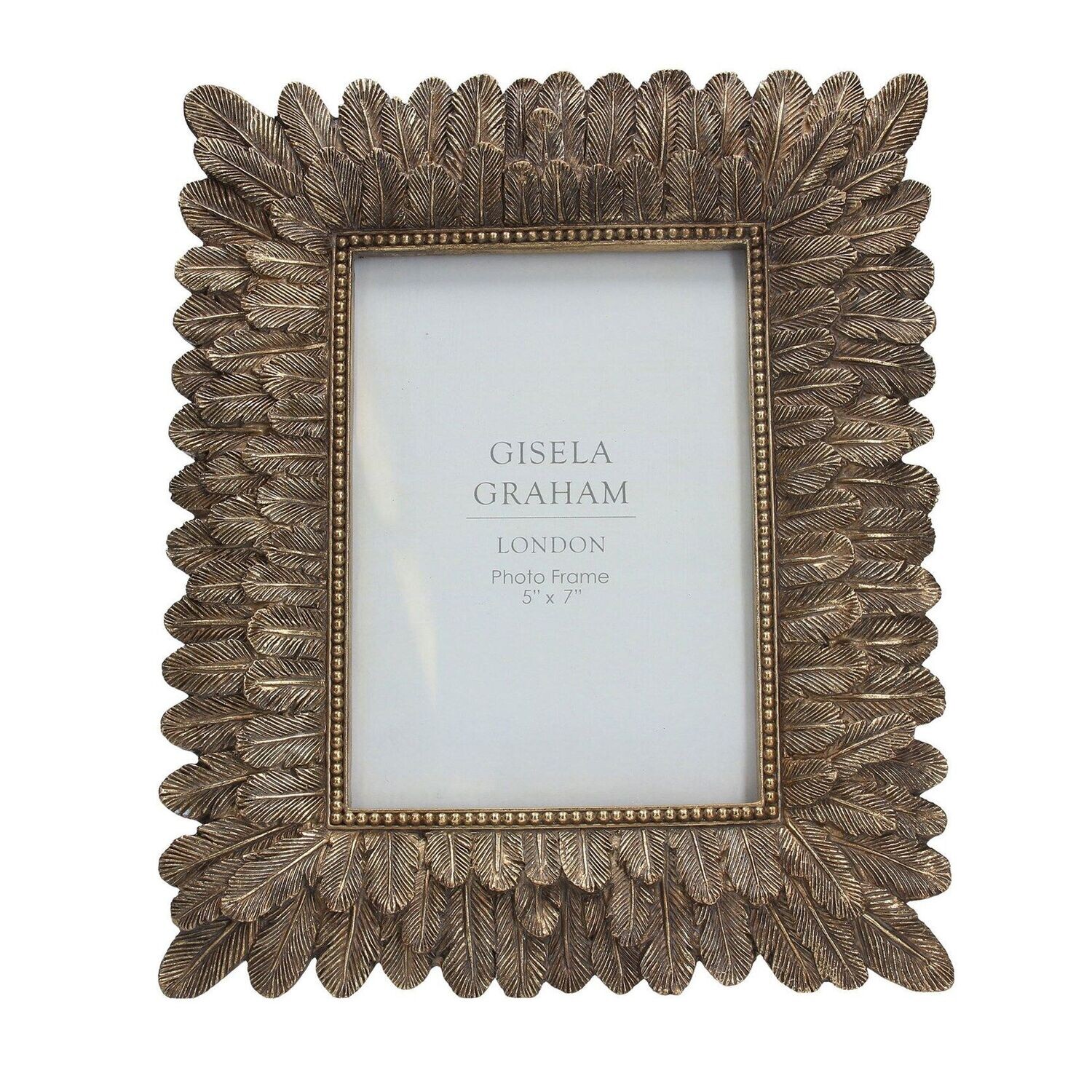 Antiqued Gold Feather Frame (5 x 7)