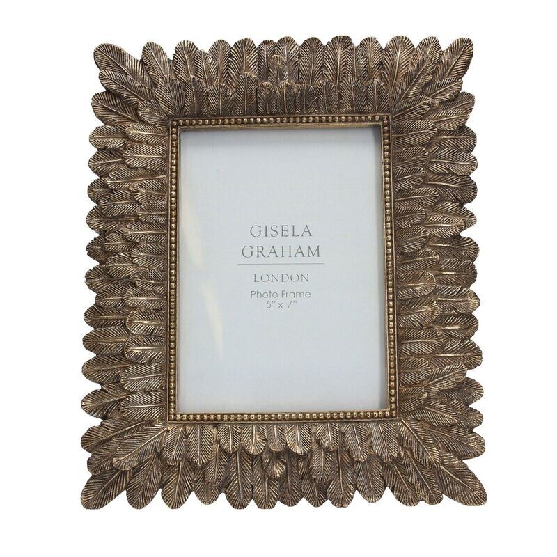 Antiqued Gold Feather Frame (5 x 7)