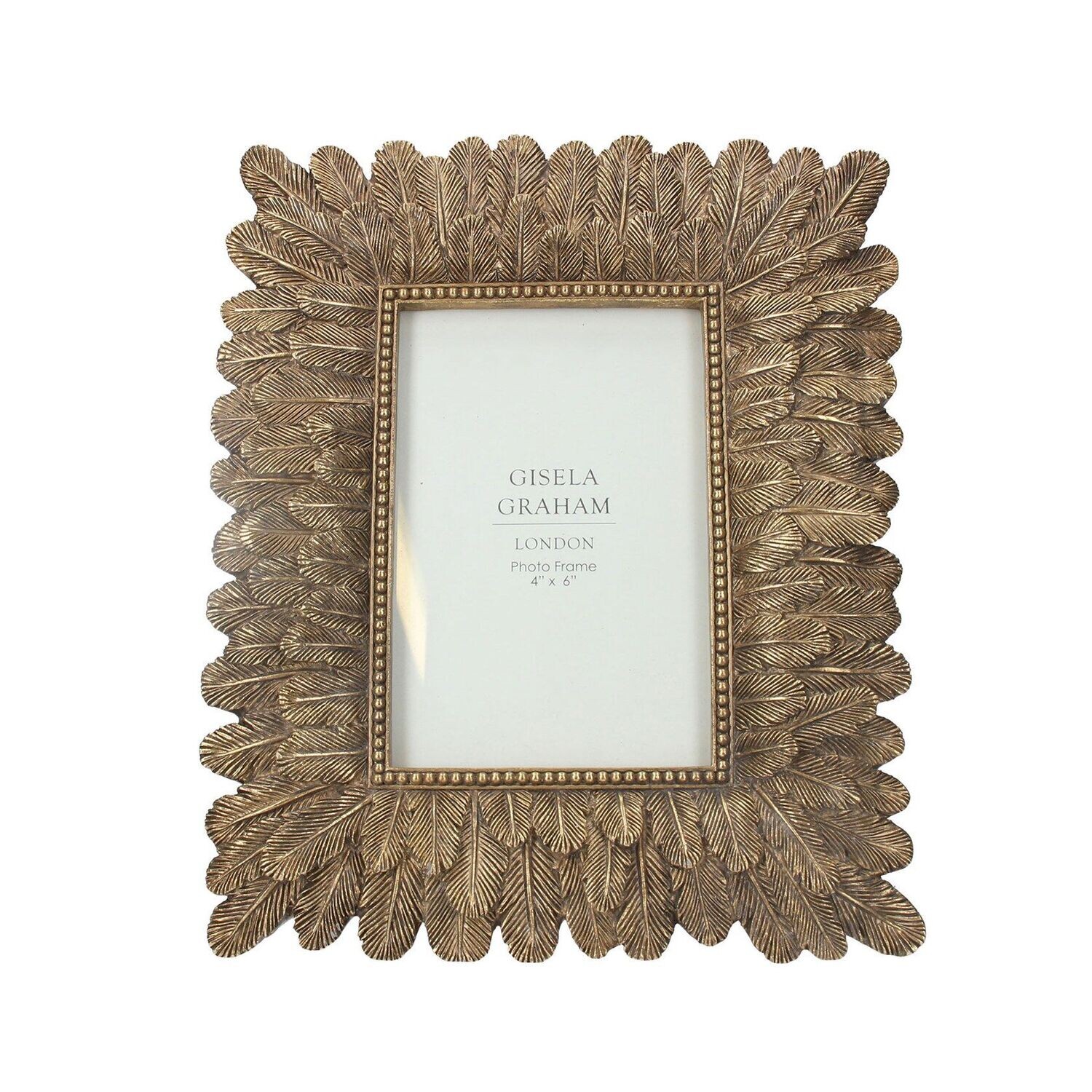 Antiqued Gold Feather Frame (6x4)