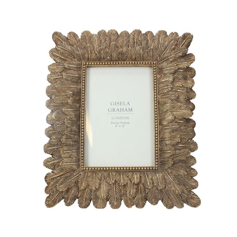 Antiqued Gold Feather Frame (6x4)