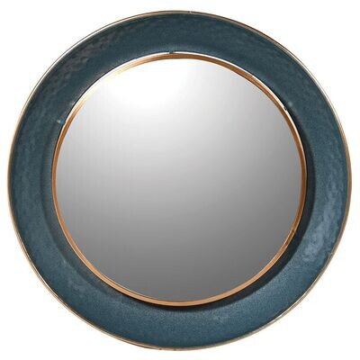 Teal Edge Round Wall Mirror