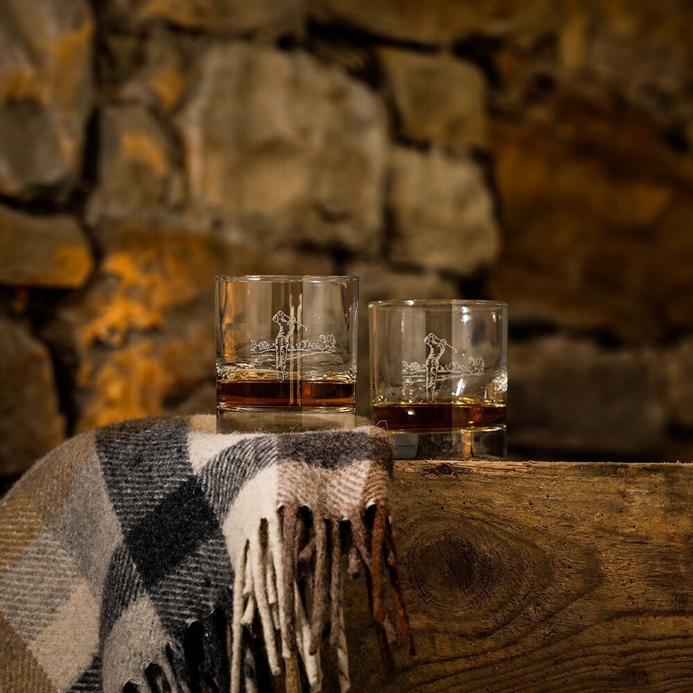 2 Glass Tumblers -Golf