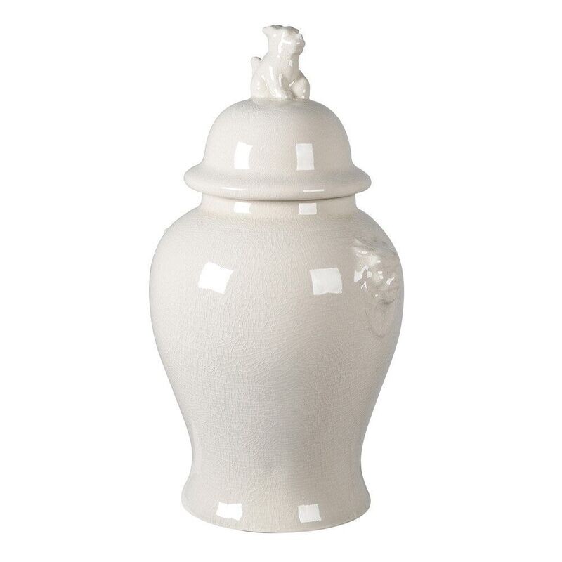 White Lion Head Ceramic Ginger Jar