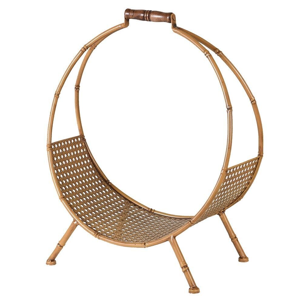 Round Bamboo Effect Metal Log Holder