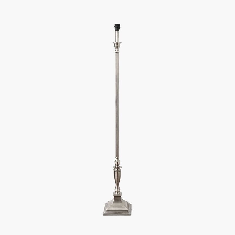 'Antique Silver' Metal Floor Lamp + Shade + Bulb