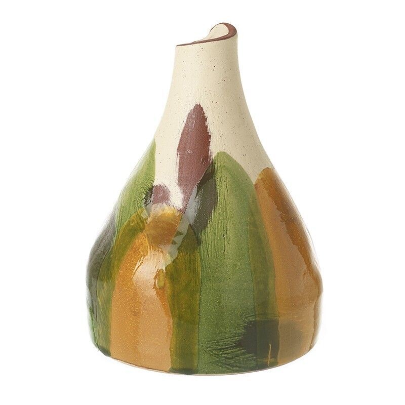 Terracotta Green & Cream Vase