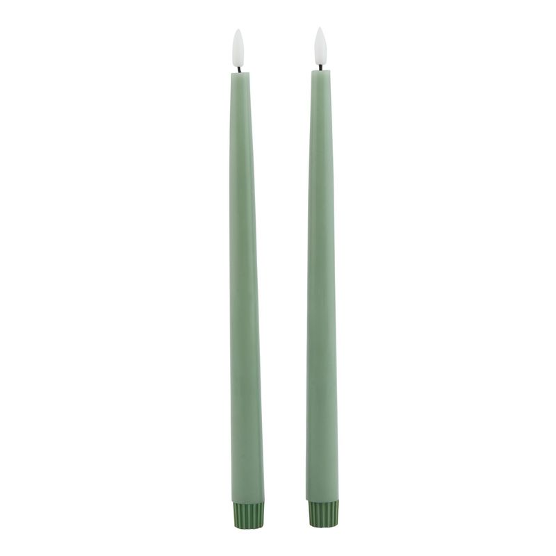 Sage LED Wax  Dinner Candles (set of 2)