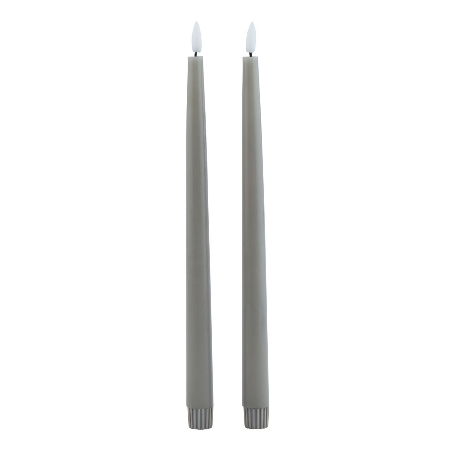 Grey LED Wax  Dinner Candles (set of 2)