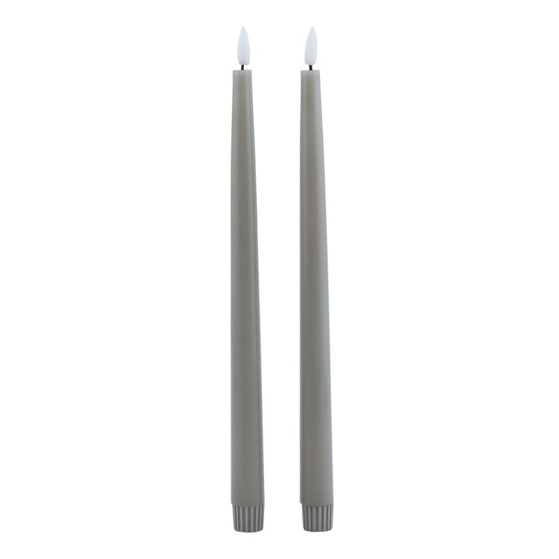 Grey LED Wax  Dinner Candles (set of 2)