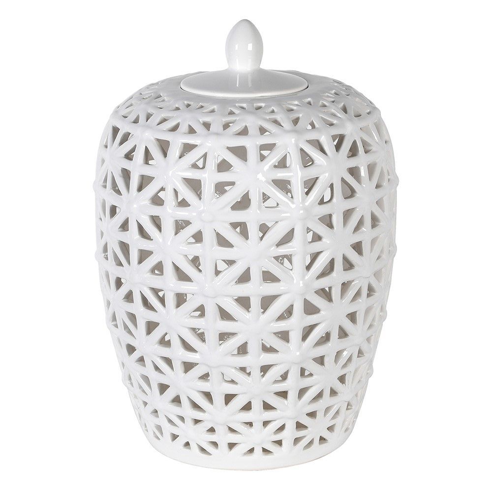 White Lattice Lidded Jar