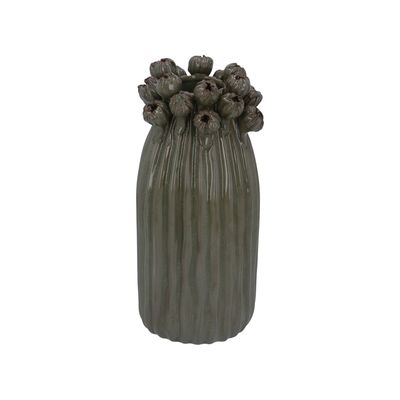 Green Seed Head Applique Vase