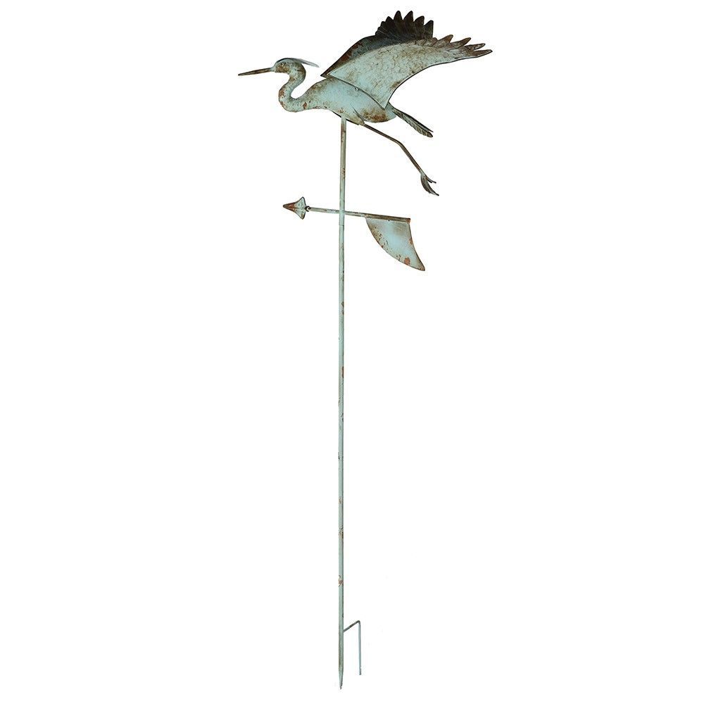 Flying Garden Crane Stake Weathervane