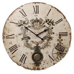 Vintage Cream Pendulum Wall Clock
