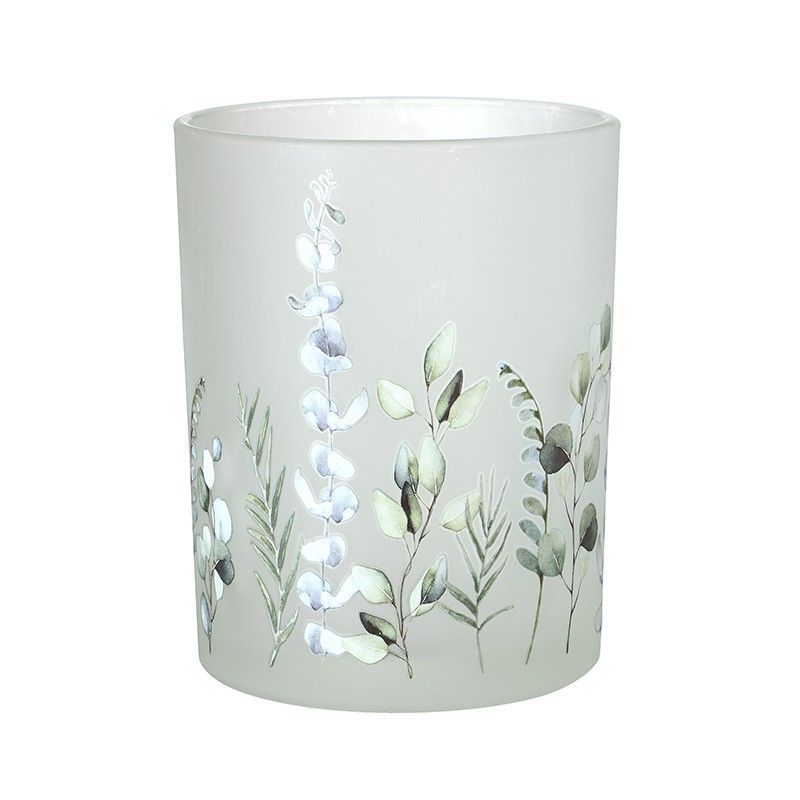 Small Leaf Frosted Glass T-Light Holder