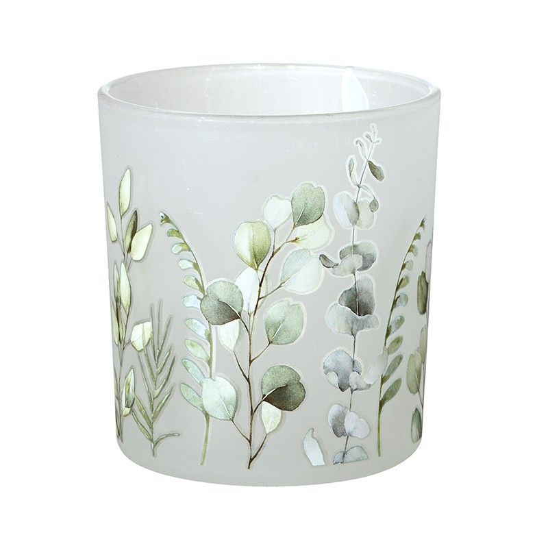 Small Leaf Frosted Glass T-Light Holder