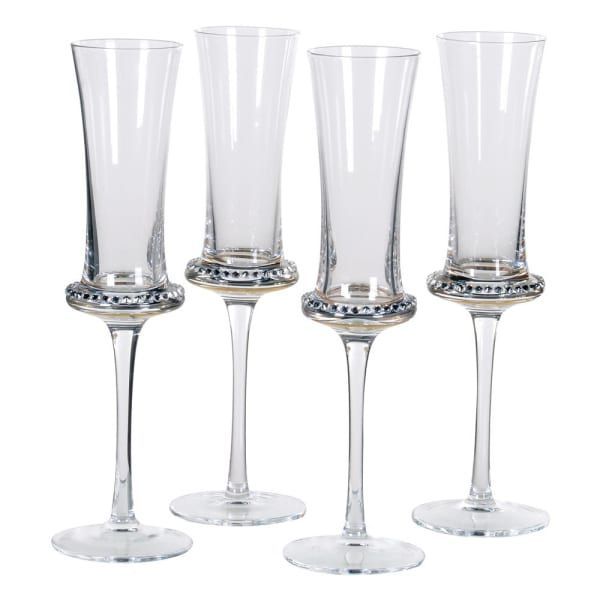 Set of 4 Diamante Shaped Champagne Flutes