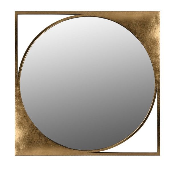 Square Framed Circular Mirror