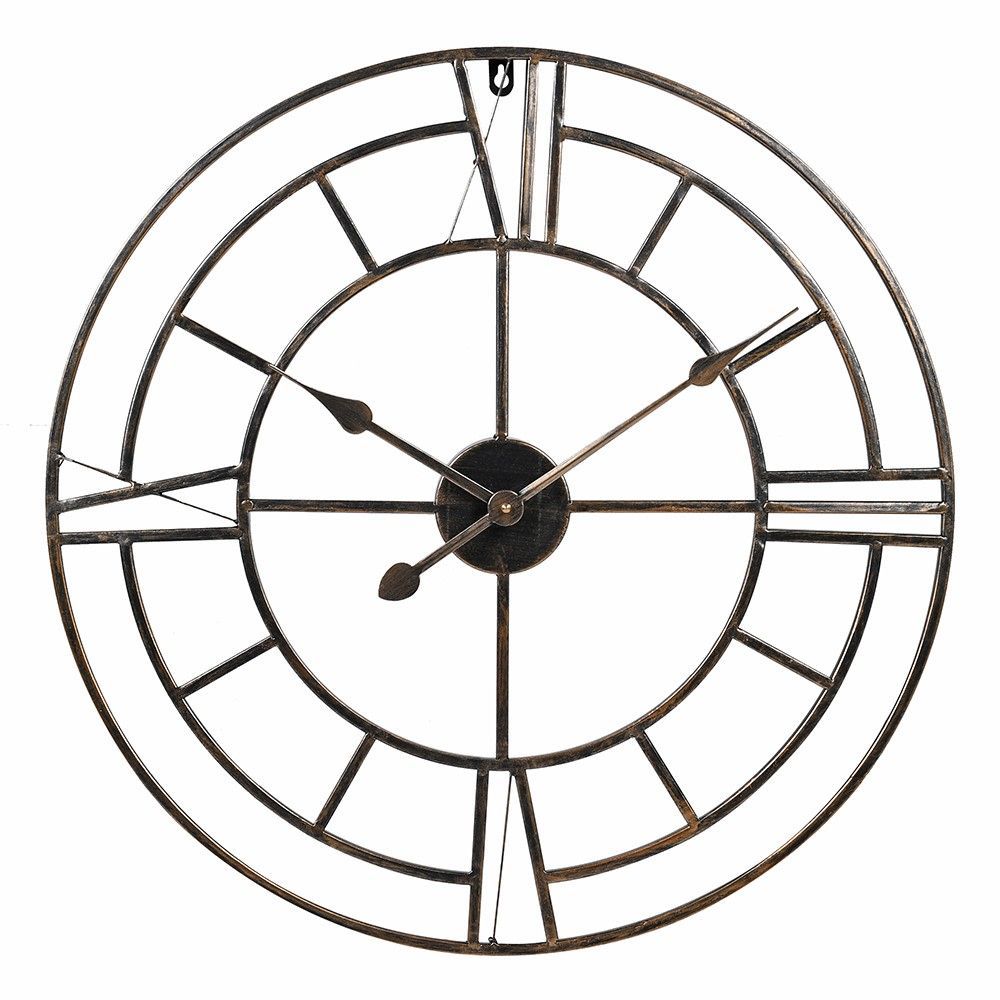 Round Antique Gold Roman Numerals Wall Clock
