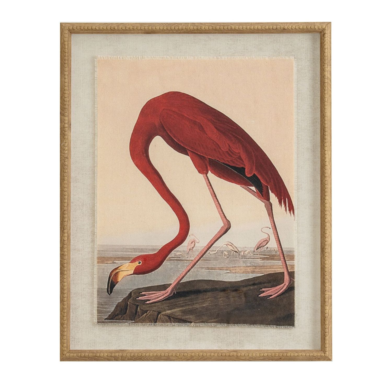 Flamingo on Linen Print