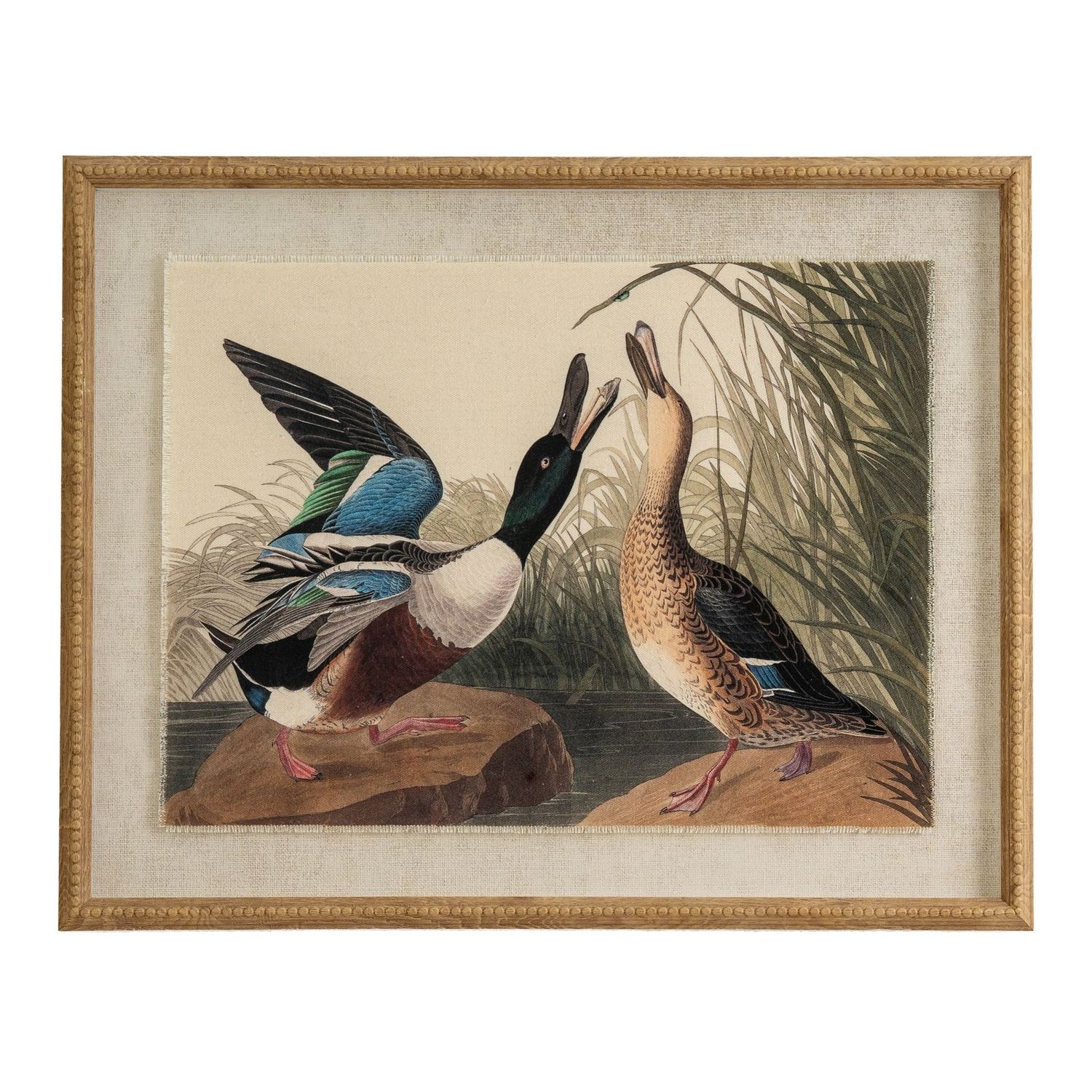 Mallards on Linen Print