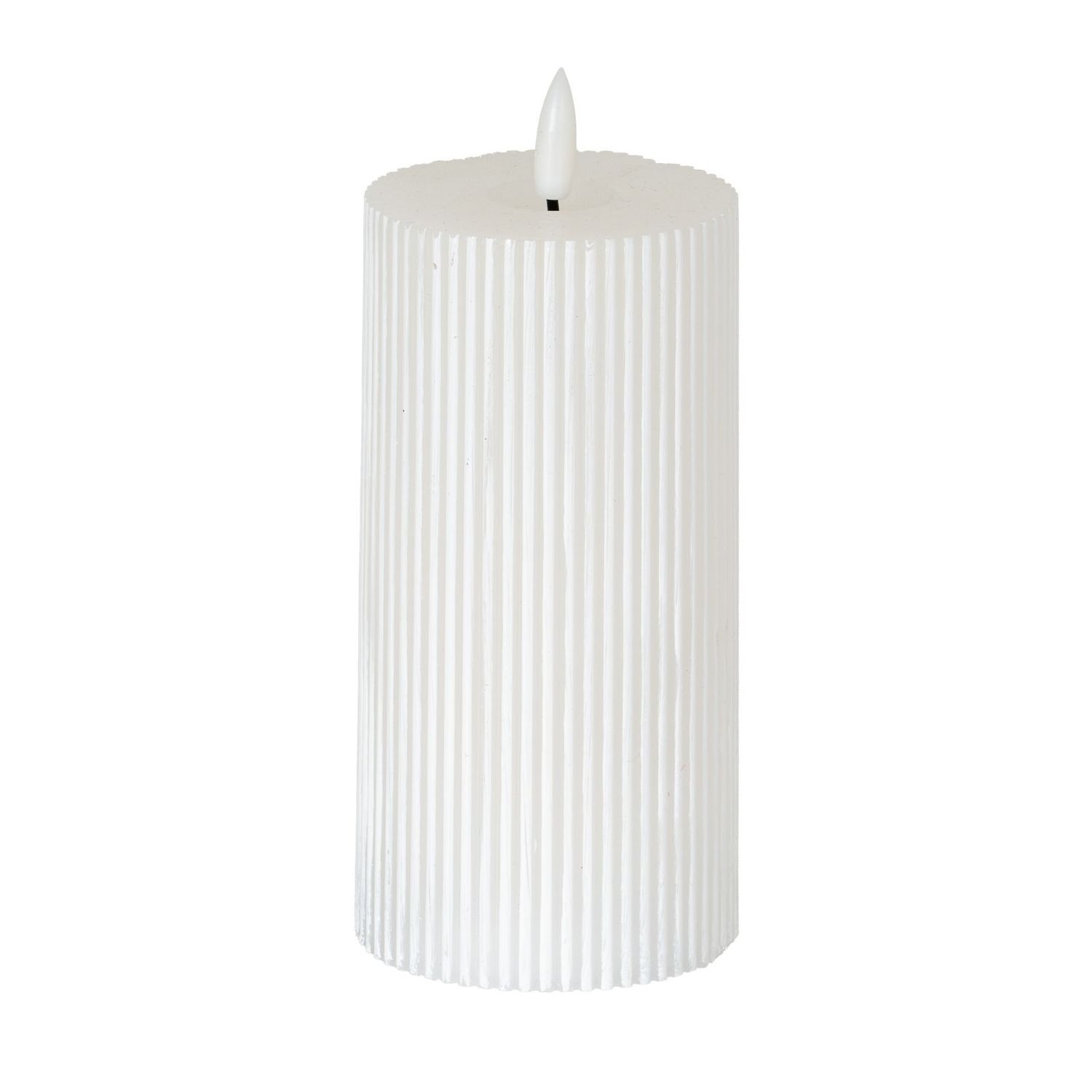 Natural Glow 3 x 6 Textured Ribbed LED White Candle