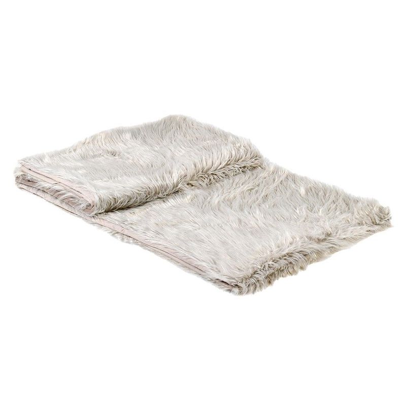 Large Thick Cream Faux Fur Throw