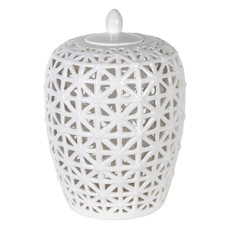 White Lattice Lidded Jar