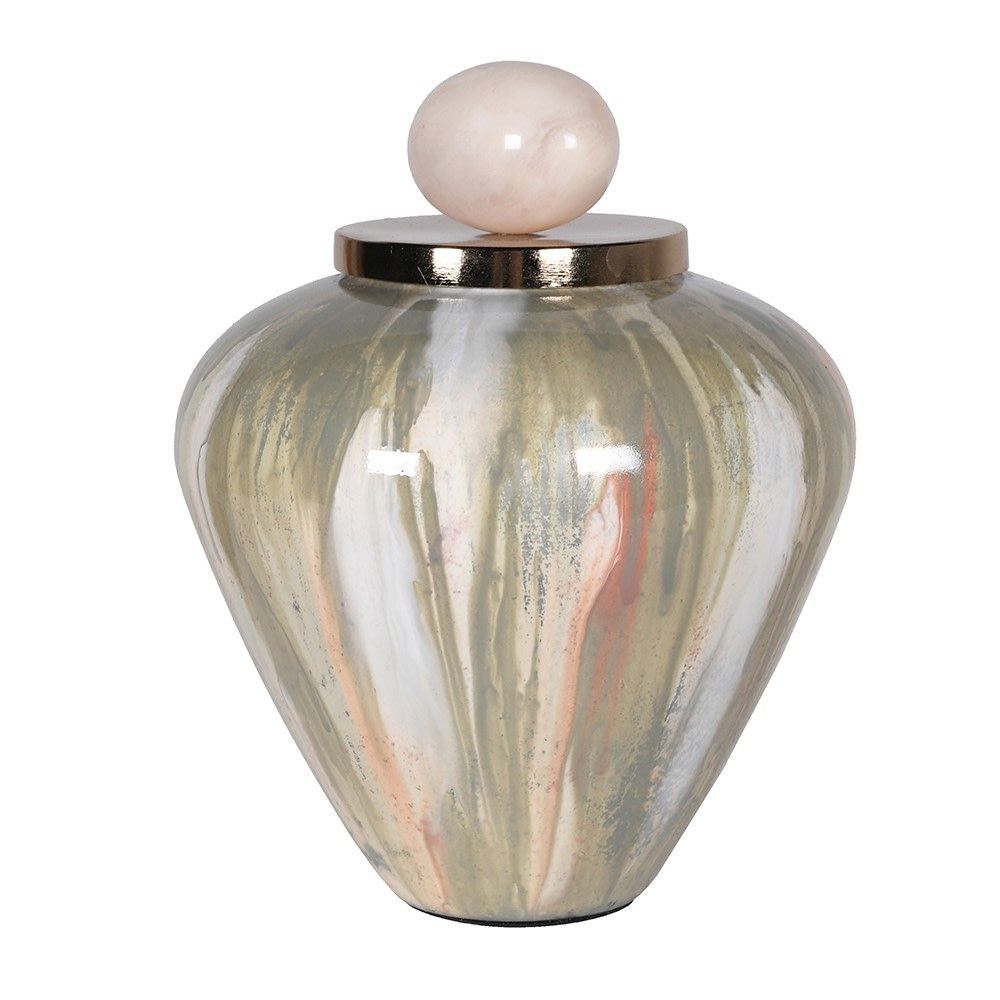 Green Glacier Jewel Lidded Jar