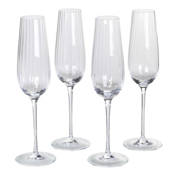 Ribbed Champagne Flutes (set of 4)