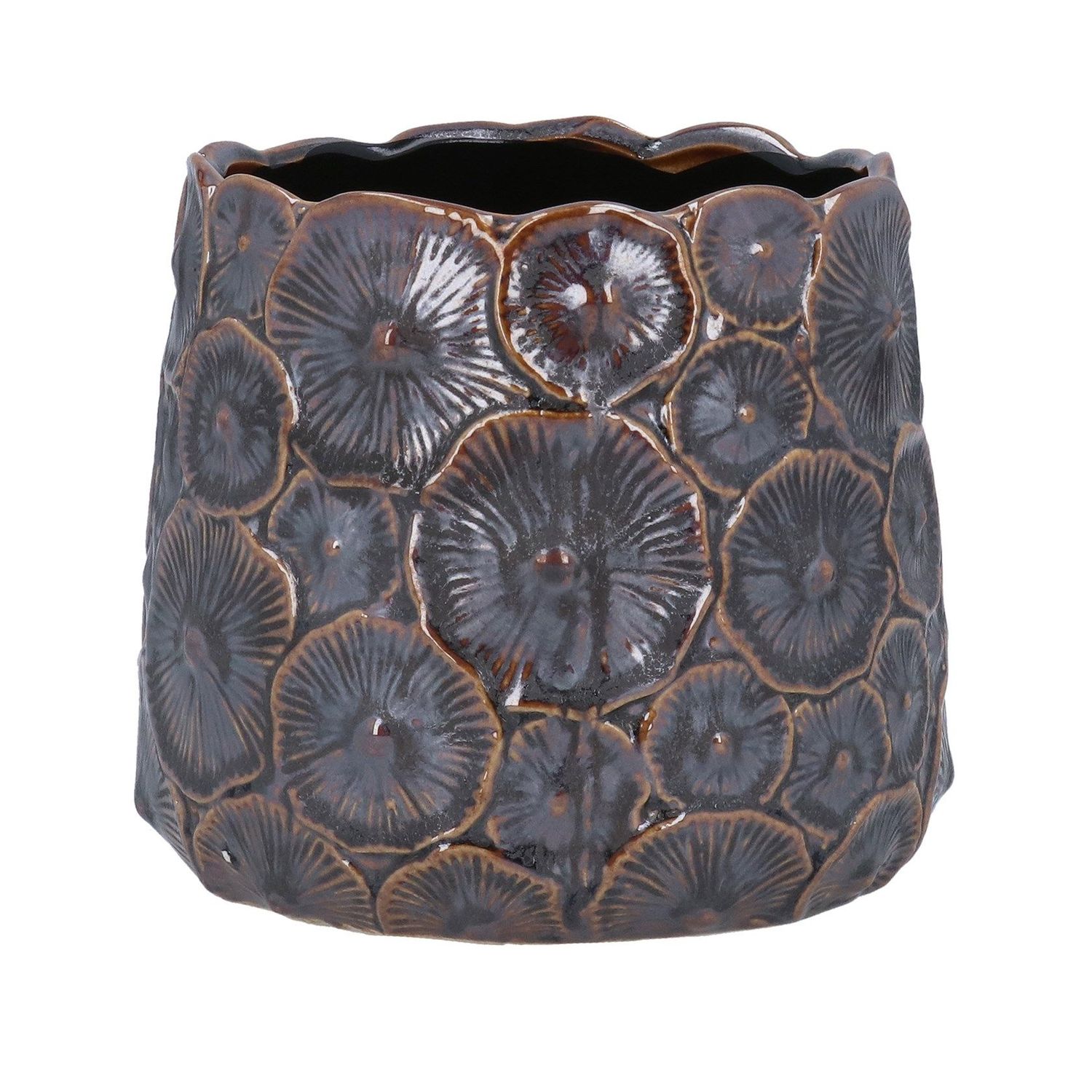 Brown Metallic Mushroom Pot