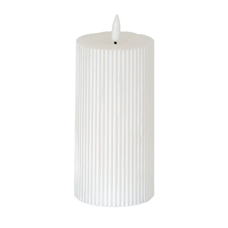 Natural Glow 3 x 6 Textured Ribbed LED White Candle