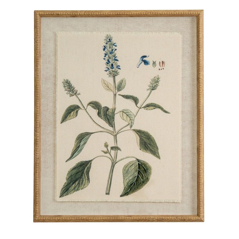 Salvia On Linen In Beaded Frame