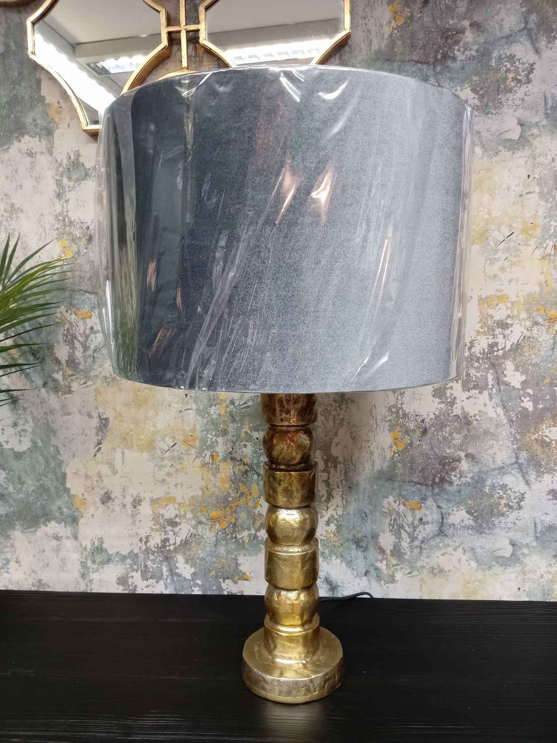 Atki Table Lamp + Slate Blue Shade
