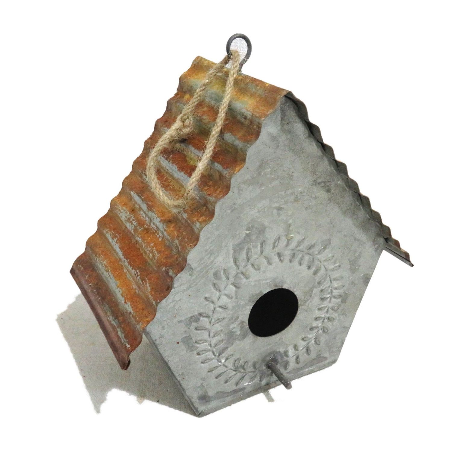 Metal Birdhouse With Corrugated Roo