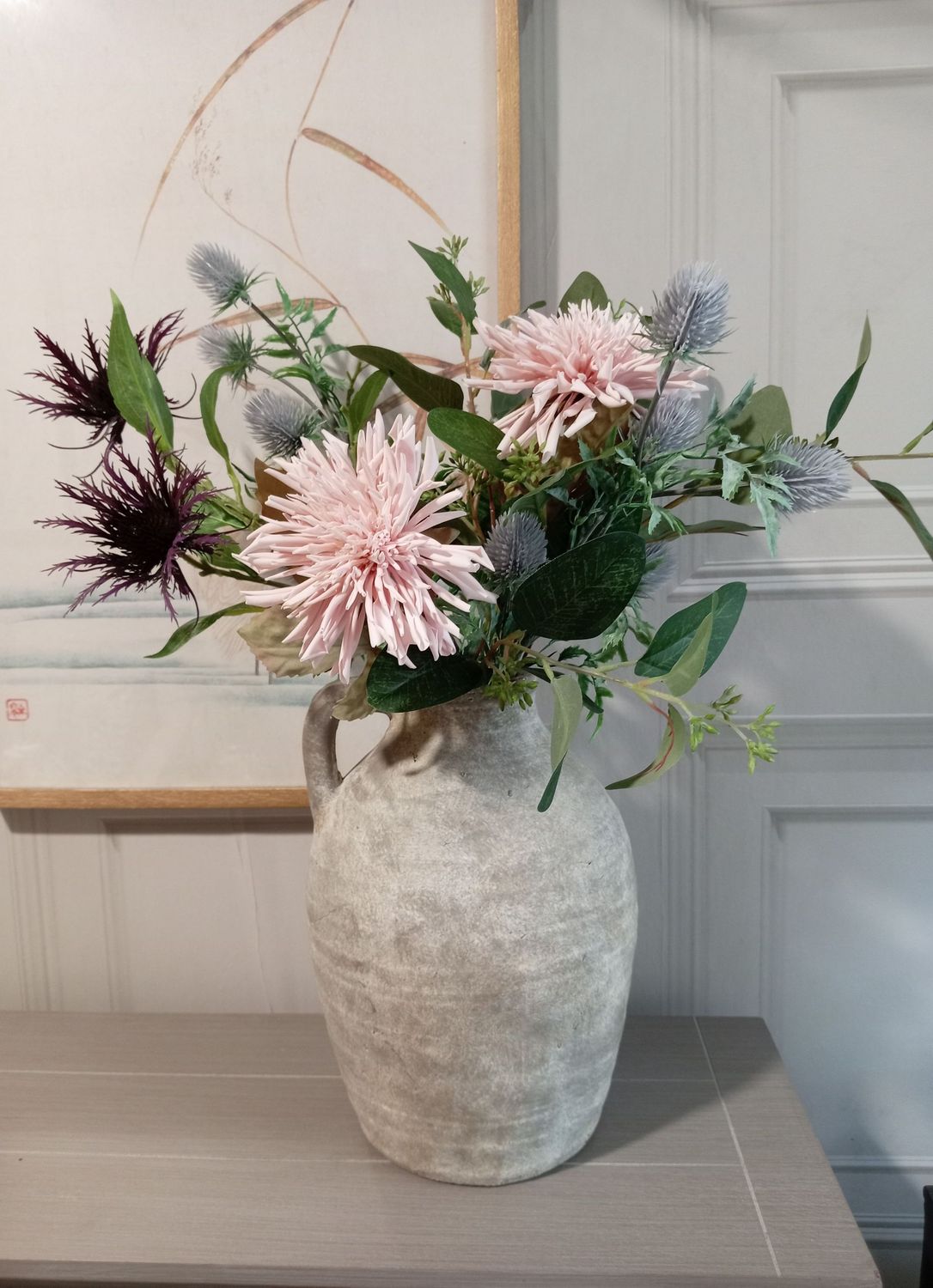 Pink Dahlia  + Thistle Arrangement