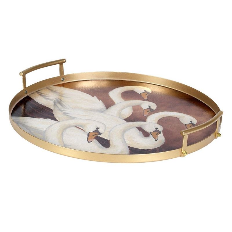Large Round Swan Tray with Handles