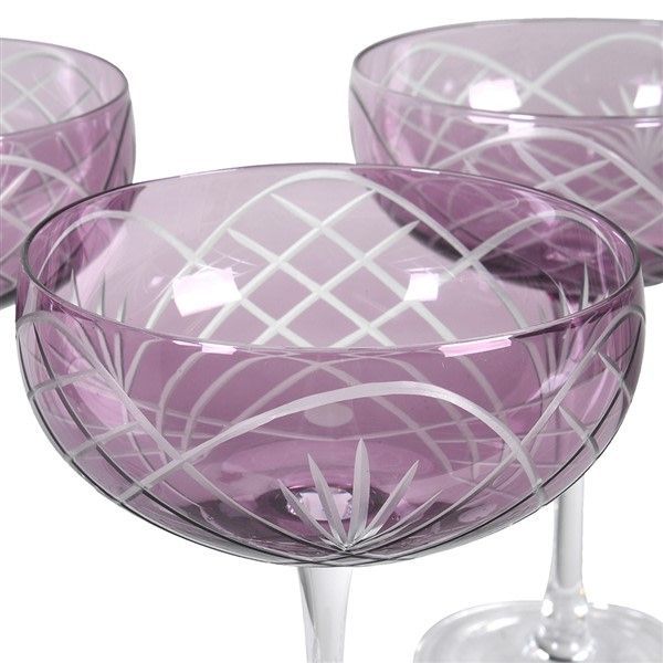 Set of 4 Blush Etched Champagne Glasses