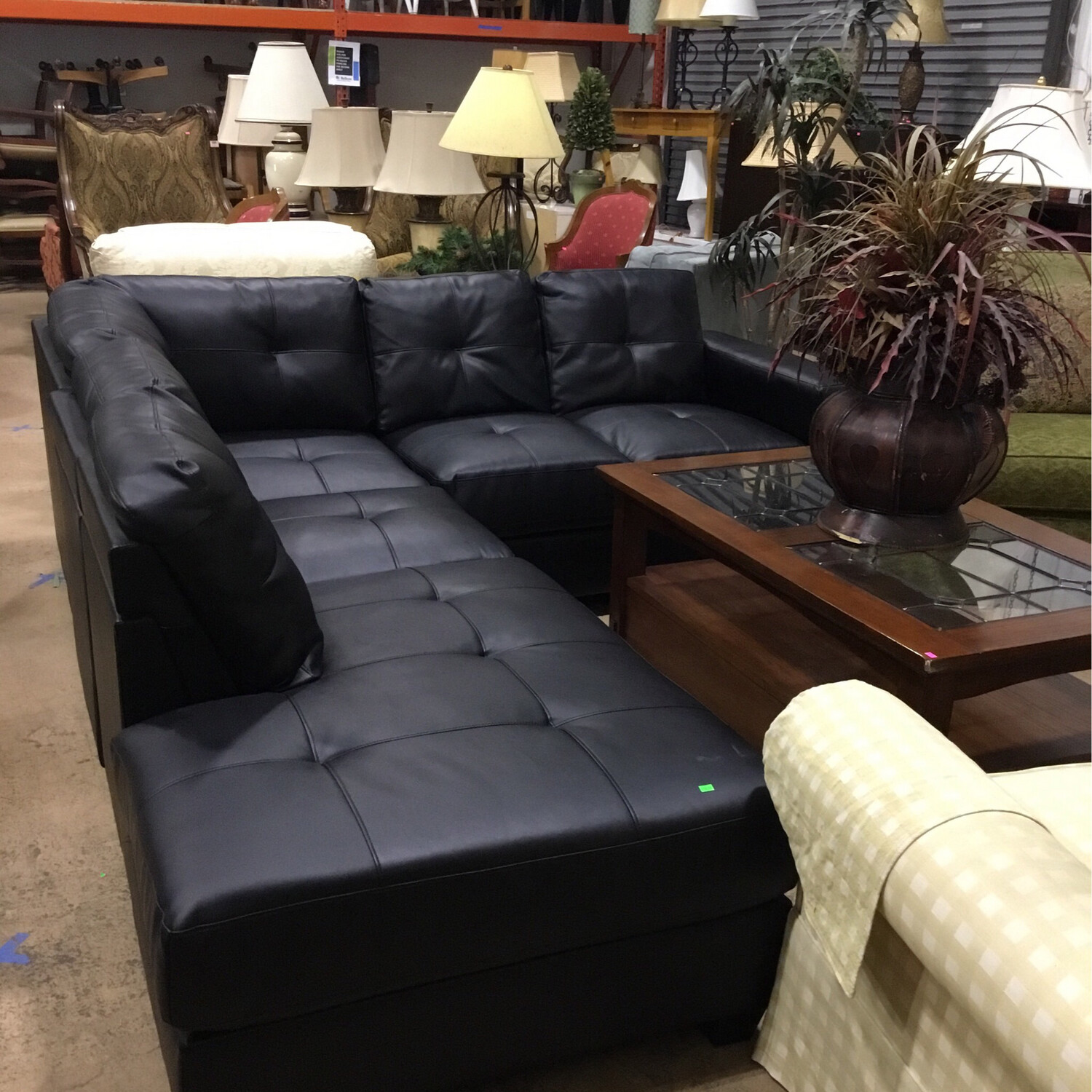 Black Leather Sectional