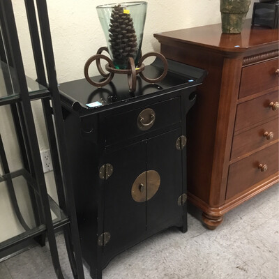 Black Side Table with Bronze Accent